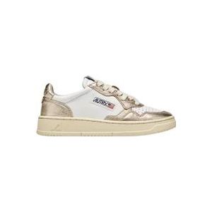 Autry Witte & Gouden Lage Sneakers , White , Dames , Maat: 41 EU