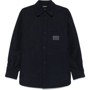 Emporio Armani, Heren, Overhemden, Blauw, Maat: S