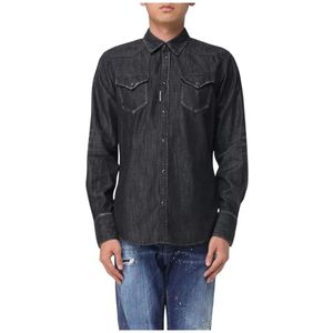 Dsquared2, Heren, Overhemden, Zwart, Maat: XL