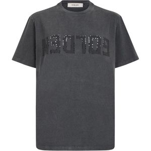 Golden Goose - Anthracite Logo Writing T-Shirt - Grijs - Dames - Katoen