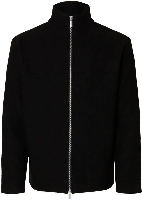 Selected Homme - Gebreide Cardigan - Zwart - Hoge Hals - Lange Mouwen