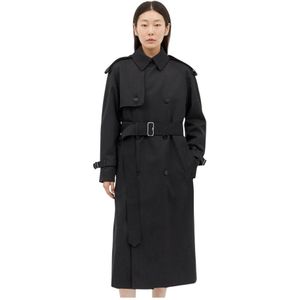 Burberry Wollen Trenchcoat , Gray , Dames , Maat: XS