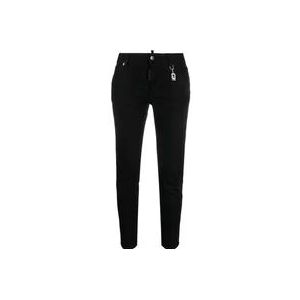 Dsquared2 Zwarte Slim-fit Cropped Jeans , Black , Dames , Maat: XS