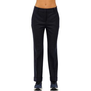 Via Masini 80, Dames, Broeken, Blauw, Maat: XL Flanel,