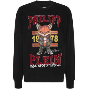 Philipp Plein, Heren, Sweatshirts & Hoodies, Zwart, Maat: M Katoen,