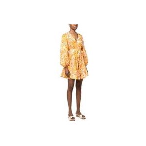 Zimmermann Bloemen Wrap Mini Jurk , Yellow , Dames , Maat: XS