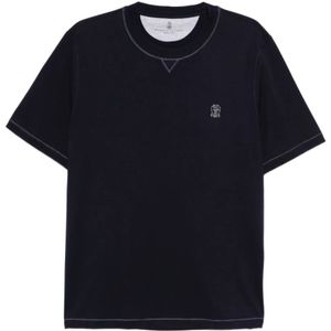 Brunello Cucinelli, Heren, Tops, Blauw, Maat: 3XL