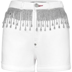 Philipp Plein, Dames, Korte broeken, Wit, Maat: W25 Katoen,