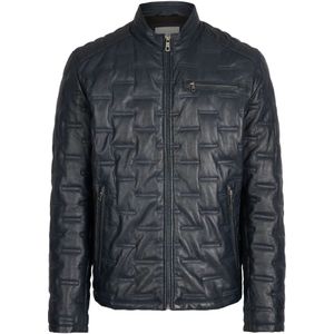 Bugatti - Gewatteerd Leren Jack - Blauw - Heren