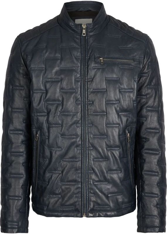 Bugatti - Gewatteerd Leren Jack - Blauw - Heren