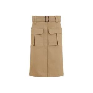 Chloé Khaki Midi Rok , Brown , Dames , Maat: 2XS