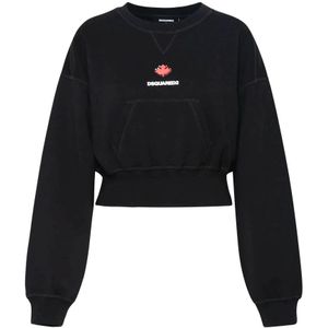 Dsquared2, Dames, Sweatshirts & Hoodies, Zwart, Maat: L Katoen,