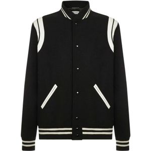 Saint Laurent, Heren, Jassen, Zwart, Maat: M Wol,