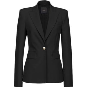 Pinko, Dames, Jassen, Zwart, Maat: M Leer,