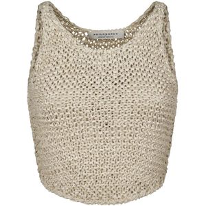Philosophy di Lorenzo Serafini, Dames, Tops, Beige, Maat: 2XS Suède,
