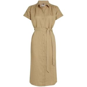 Tommy Hilfiger, Dames, Jurken, Beige, Maat: XL Linnen,