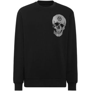 Philipp Plein, Heren, Sweatshirts & Hoodies, Zwart, Maat: S Katoen,
