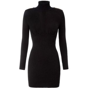 Elisabetta Franchi, Dames, Jurken, Zwart, Maat: S Poliester,