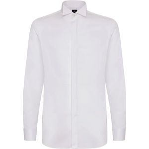 Boggi Milano - Slim Fit Katoen Satijnen Overhemd - Wit