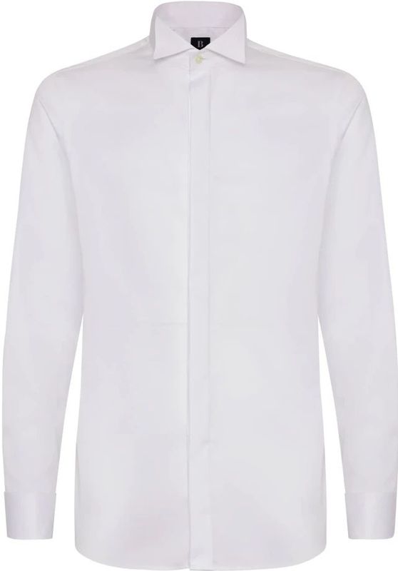 Boggi Milano - Slim Fit Katoen Satijnen Overhemd - Wit