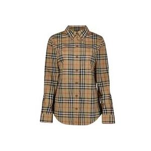 Burberry Vintage Check Lapwing Overhemd , Beige , Dames , Maat: S