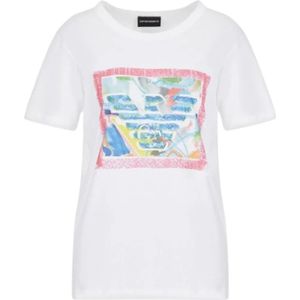 Emporio Armani, Dames, Tops, Wit, Maat: XL Katoen,