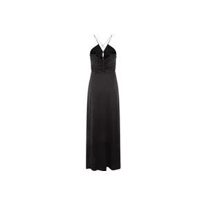 Ganni Zwarte mouwloze jurk met Vhals en uitsnijding , Black , Dames , Maat: M