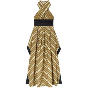 Tory Burch, Dames, Jurken, Beige, Maat: XS Linnen,