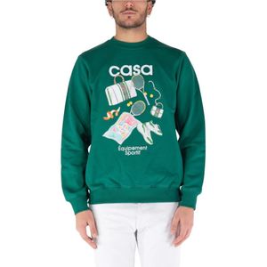 Casablanca, Heren, Sweatshirts & Hoodies, Groen, Maat: XL Katoen,
