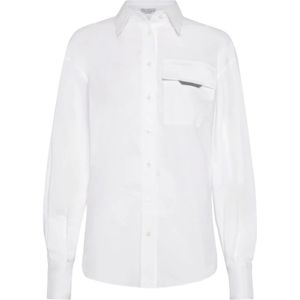 Brunello Cucinelli, Dames, Blouses & Shirts, Wit, Maat: L