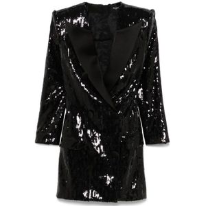 Balmain Korte paillettenjurk , Black , Dames , Maat: S