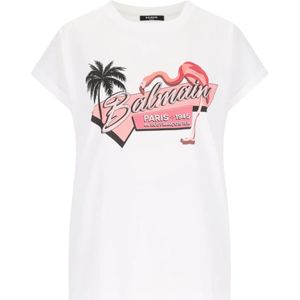 Balmain Witte T-shirts en Polos , White , Dames , Maat: 2XL