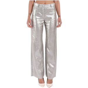 Max Mara, Dames, Broeken, Grijs, Maat: 3XS Linnen,