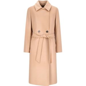Max Mara Studio, Dames, Mantels, Beige, Maat: M Wol,