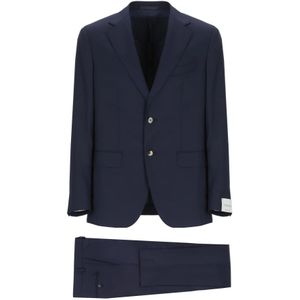 Caruso, Heren, Pakken, Blauw, Maat: XL Wol,