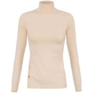 Elisabetta Franchi, Dames, Truien, Beige, Maat: S Leer,