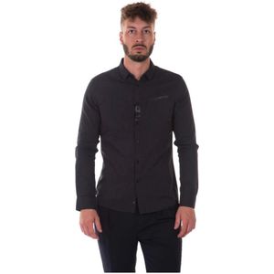Armani Jeans, Heren, Overhemden, Zwart, Maat: M Katoen,