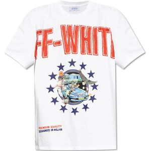 Off White, Heren, Tops, Wit, Maat: M Katoen,