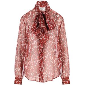 Saint Laurent, Dames, Blouses & Shirts, Rood, Maat: M Zijde,