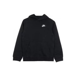 Nike Club Pullover Hoodie Zwart/Wit , Black , Heren , Maat: XS