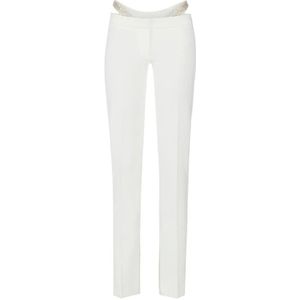 Elisabetta Franchi, Dames, Broeken, Wit, Maat: S Satijn,