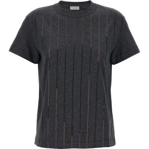 Brunello Cucinelli, Dames, Tops, Grijs, Maat: L Katoen,