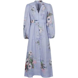 Zimmermann Blauwe Bloemen Linnen Jurk , Multicolor , Dames , Maat: S