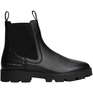 TOMMY HILFIGER - Chelsea Boots - Zwart - Leer - Middelhoge Hak