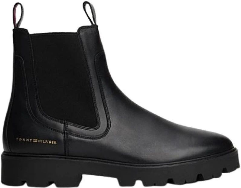 TOMMY HILFIGER - Chelsea Boots - Zwart - Leer - Middelhoge Hak