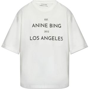 Anine Bing - Rudy - T-Shirt - Wit - Katoen