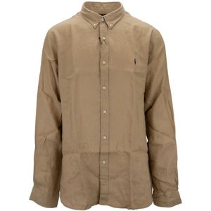 Ralph Lauren, Heren, Overhemden, Bruin, Maat: 2XL Linnen,