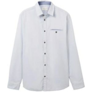 Overhemden - Lichtblauw - Katoen - Met Knoop op Borstzak