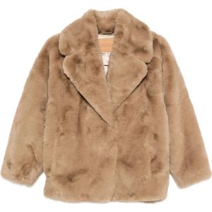 Jakke, Dames, Jassen, Beige, Maat: XS Leer,