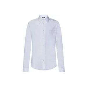 Balmain Witte Katoenen Overhemd met Logo Borduursel , White , Heren , Maat: L